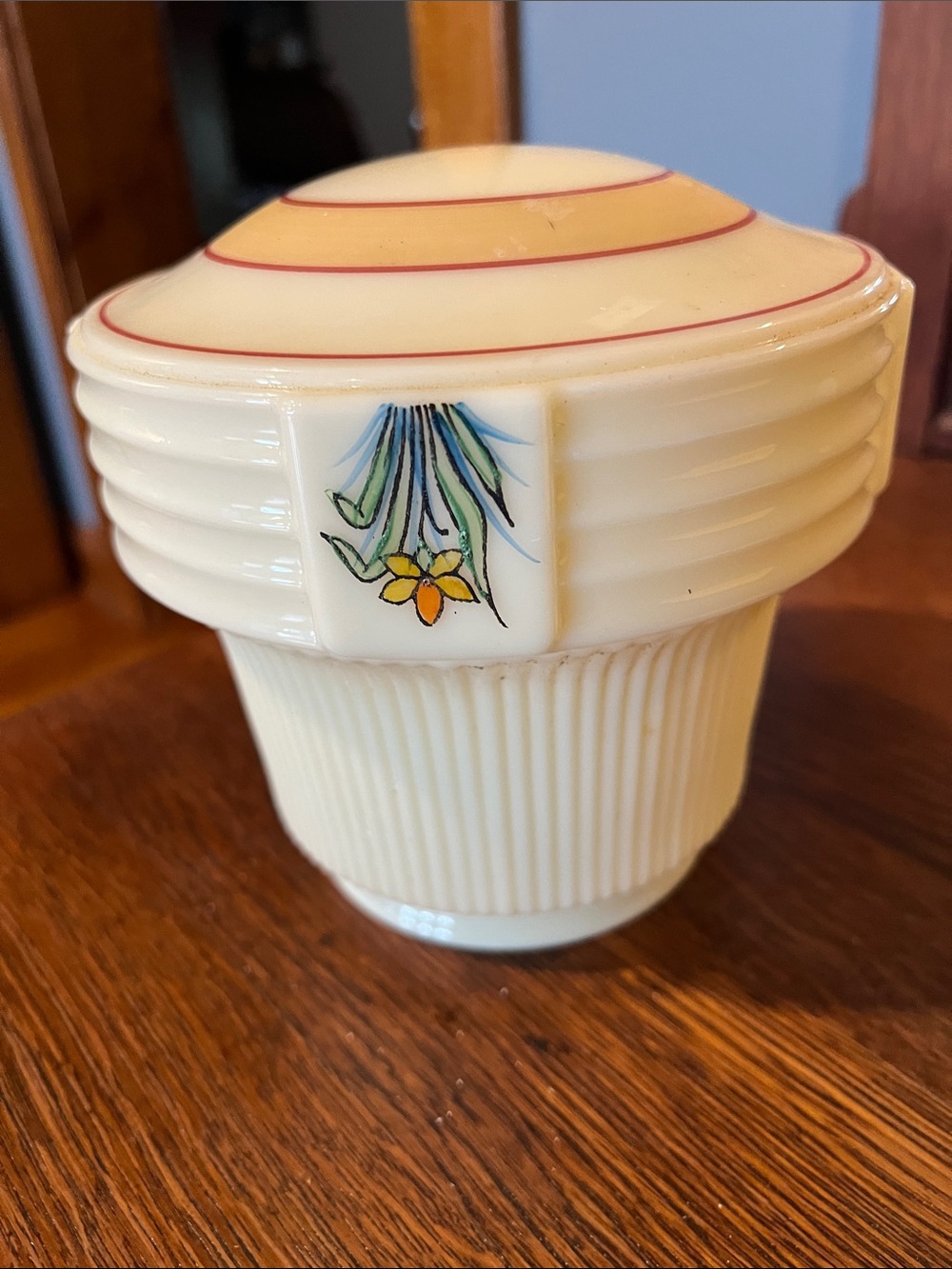Ivory Lidded Ceramic Trinket Jar with Floral Accent - Home Accents